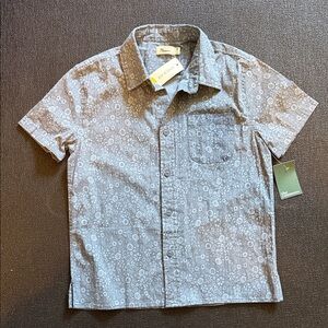 Blue Patterned Youth Short Sleeve Shirt